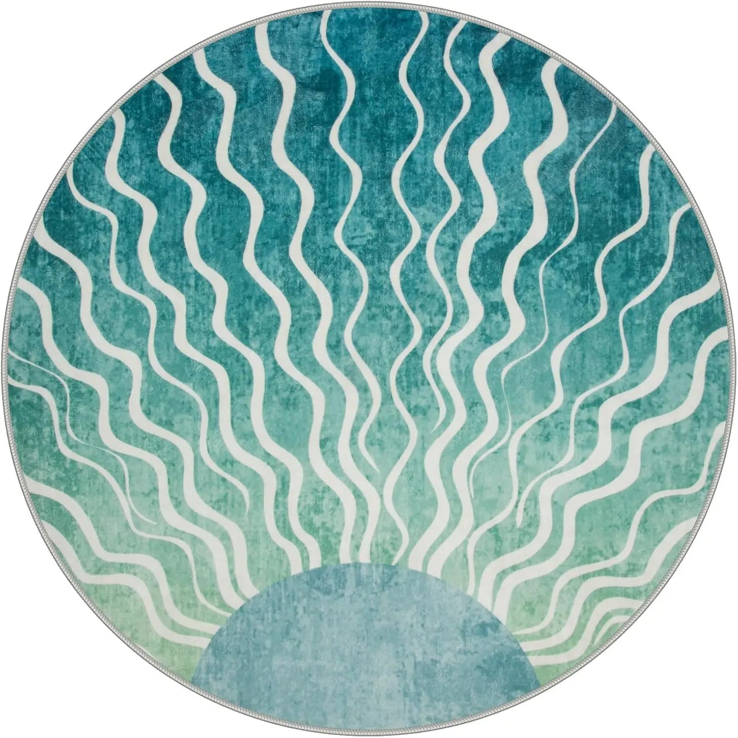Graphic Sunburst Round Rug - Modern Geometric Design
