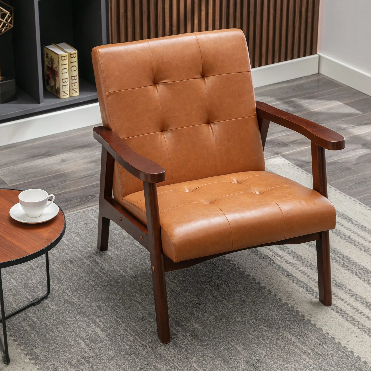 EBELLO PU Leather Reading Armchair Corner Chairs Accent Chair for Living Room Bedroom