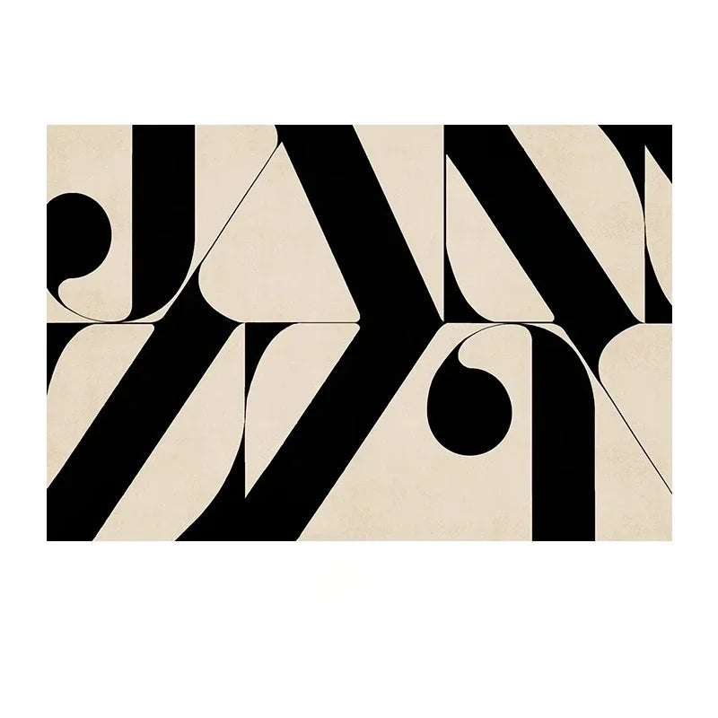 Black & White Abstract Rug - Modern Geometric Curves