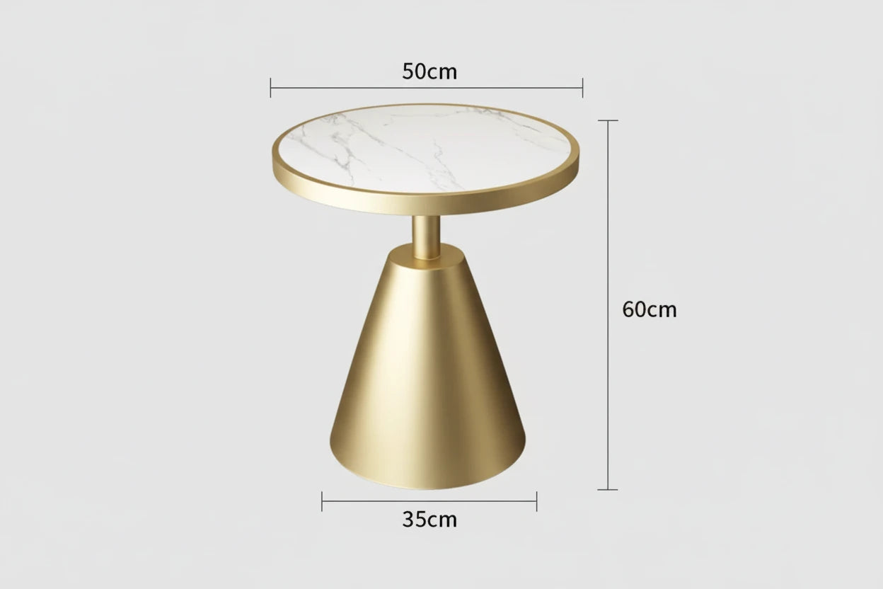 Golden Stainless Steel Round Side Table - Modern Accent Table