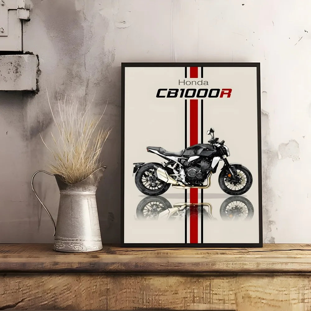 Bold H-HonDAS Motorcycle Poster Canvas Wall Art - Waterproof Print