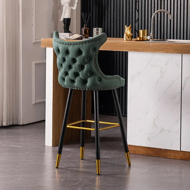 Flannel Light Luxury Bar Chairs for Kitchen Modern Minimalist Backrest Bar Stool Creative Designer Household High Stool