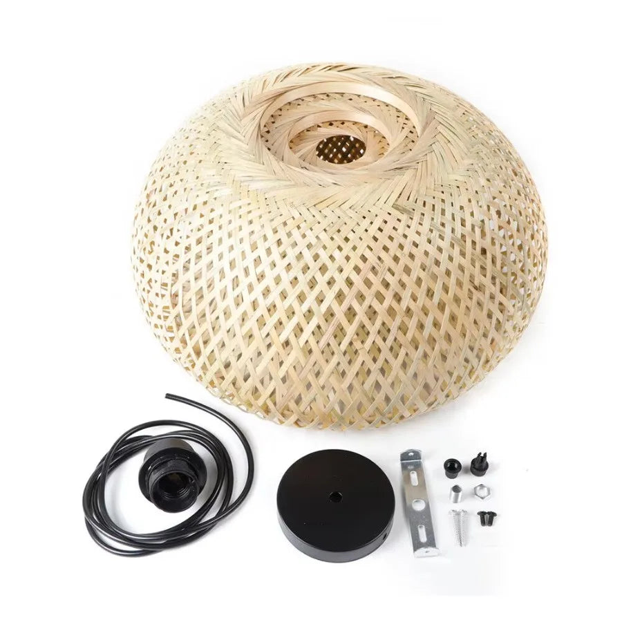 Vintage Bamboo Wicker Rattan Shade Pendant Light Hanging Ceiling Lamp Fixture Chandeliers