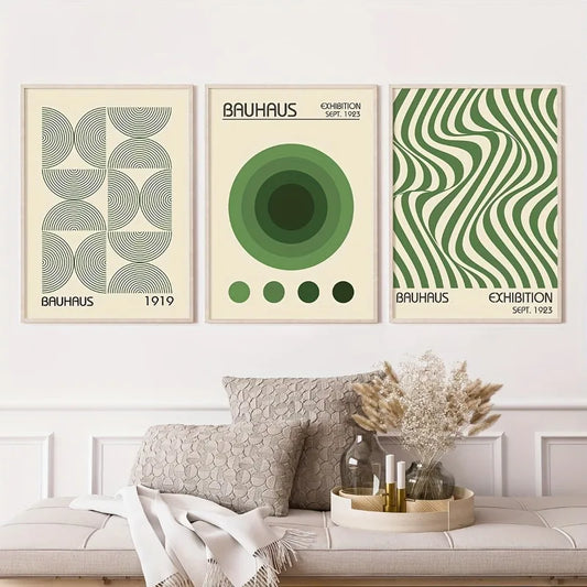 3pcs Geometric Wall Art Prints, Minimalist Modern Posters, Mid-Century Artwork for Home Decor, Unframed Canvas Art Set