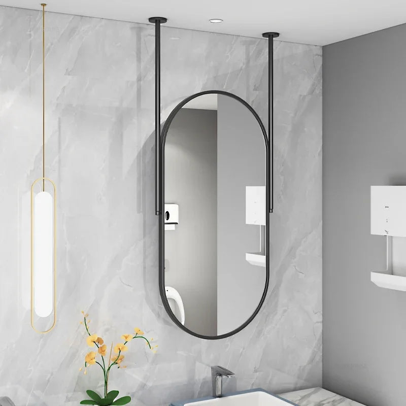 Oval LED Bathroom Mirror - Nordic Metal Frame, Gold Finish, 60x100cm