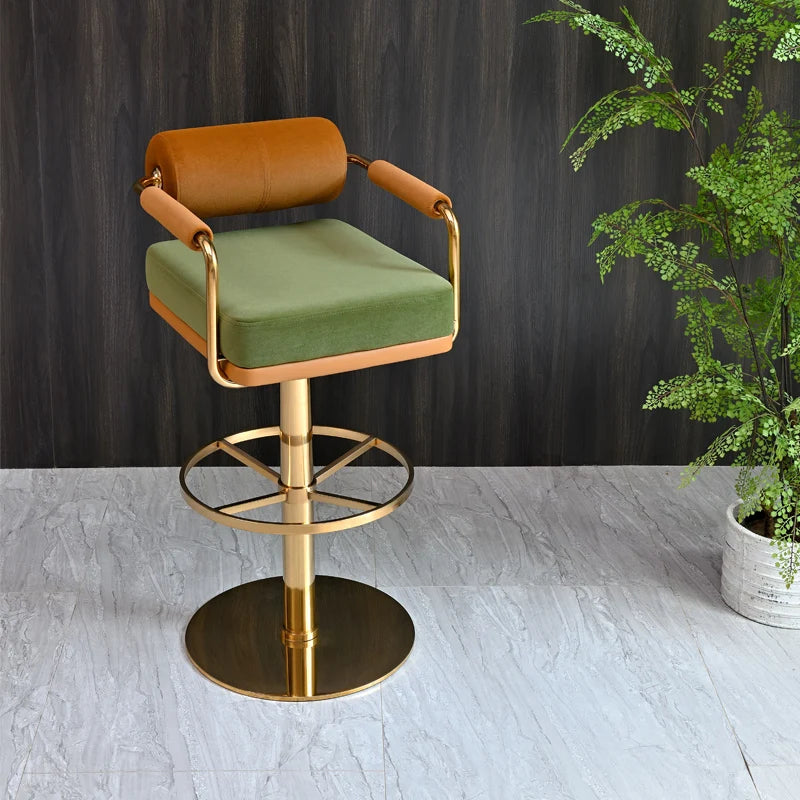 Modern Luxury Bar Stools with Backrest and Gold Base Counter Swivel Bar Stool Custmized Color