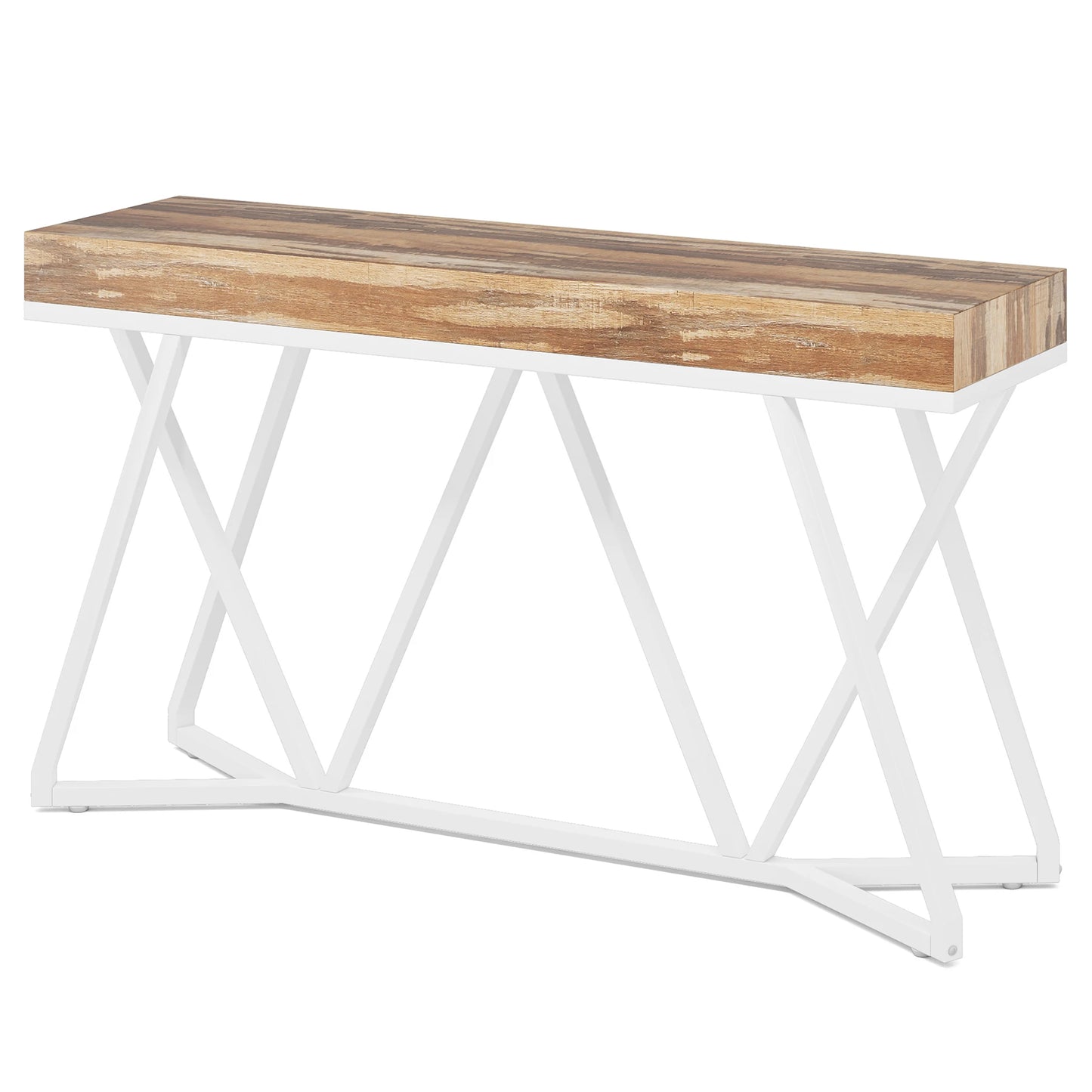 Tribesigns 55 Inches Console Table, Sofa Table Wood Entryway Table with Unique Metal Base