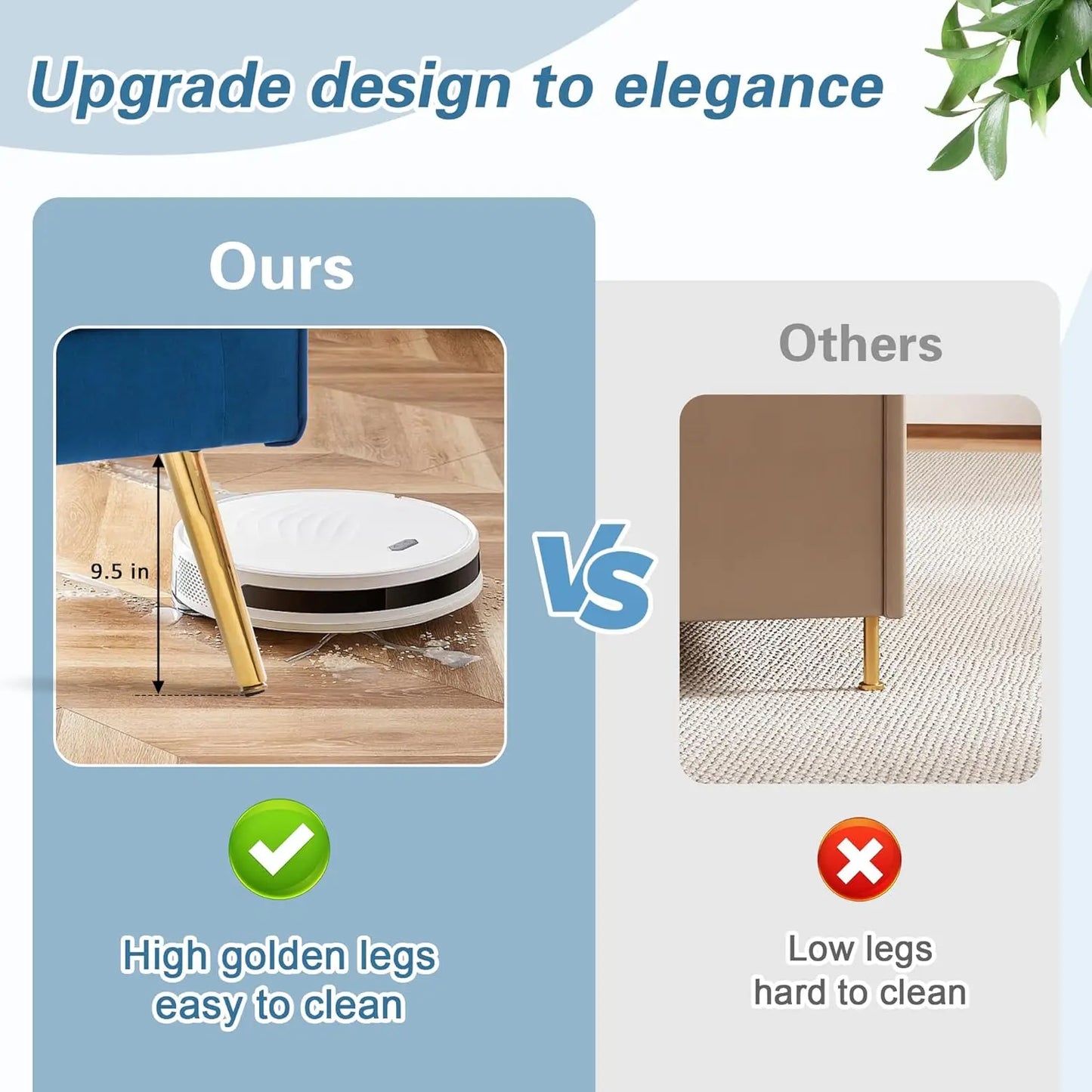 Velvet Accent Chairs Set of 2, Modern Navy Blue Fabric Armchairs with Wing Back and Metal Legs