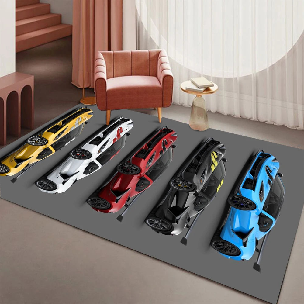 Racing Car Rug - 3D Print Non-Slip Floor Mat