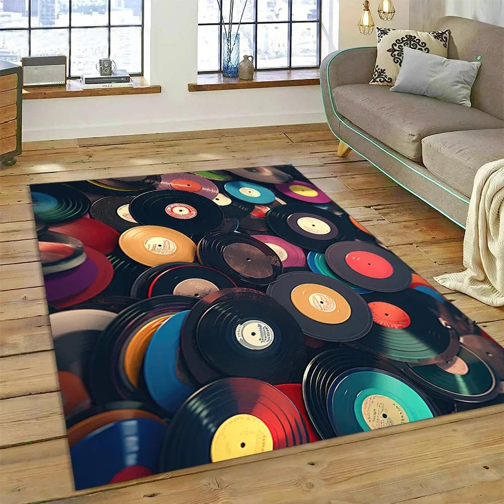 Retro Cassette Tape Carpets for Living Room Decoration Home Hallway Balcony Bathroom Mat Non Slip Parlour Sofa Large Floor Rug