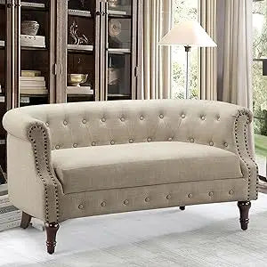 Rosevera Celino Loveseat - Sofa for Living Room, Couch in a Box, Love Seat Furniture, Linen, Beige