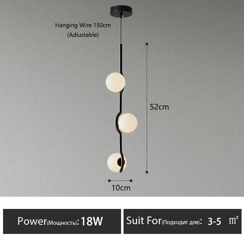 Chandelier: Modern Branching Globe Light in Black - 6 Lights