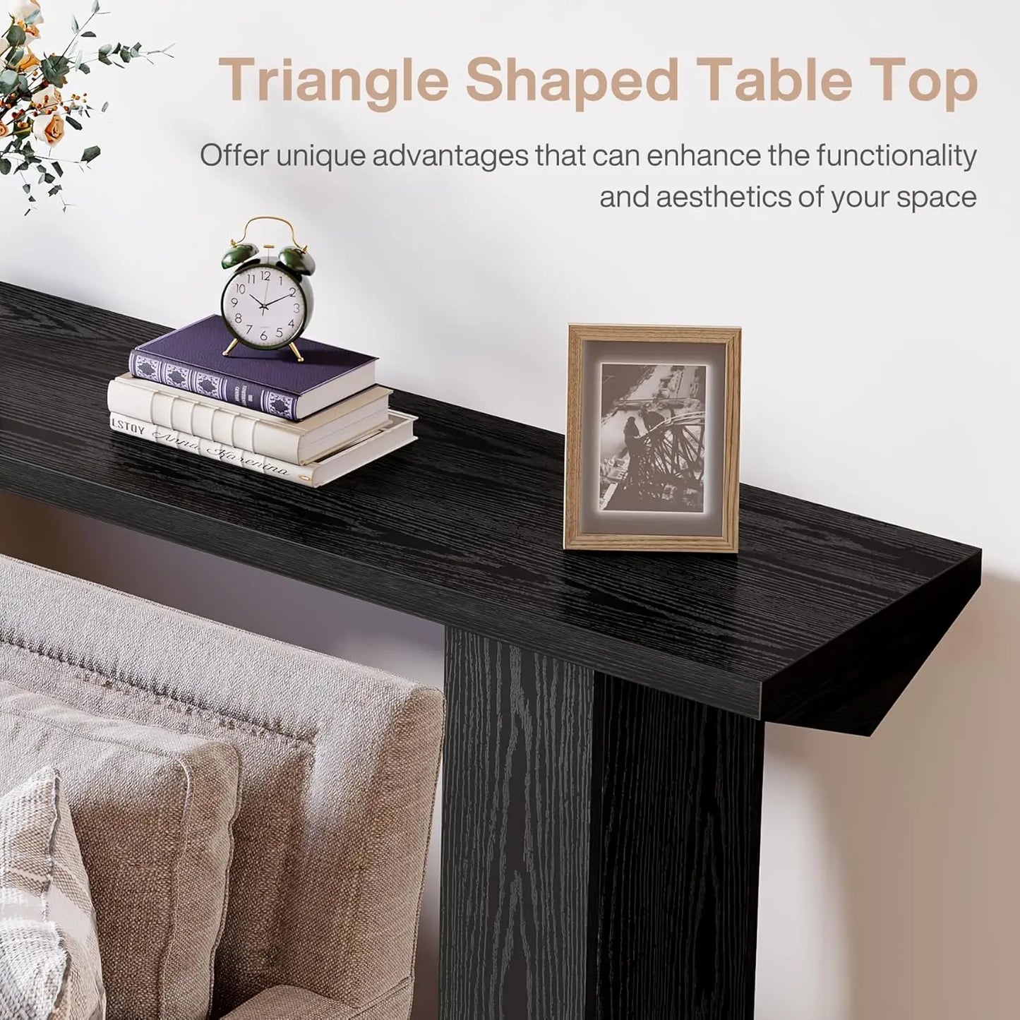 Long Console Table for Entryway, Farmhouse Wood Sofa Table Behind Couch for Living Room, Hallway, Entrance, Foyer (Dark Black)