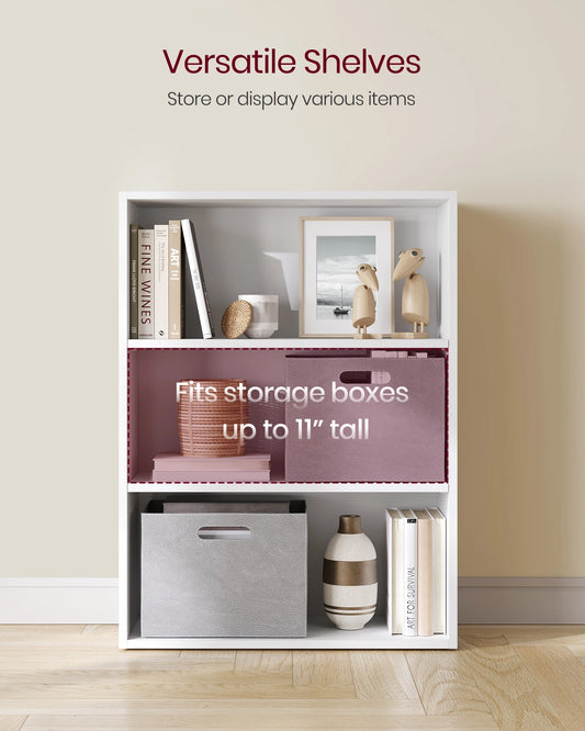 3-Tier Bookshelf - Compact Open Storage Shelving Unit