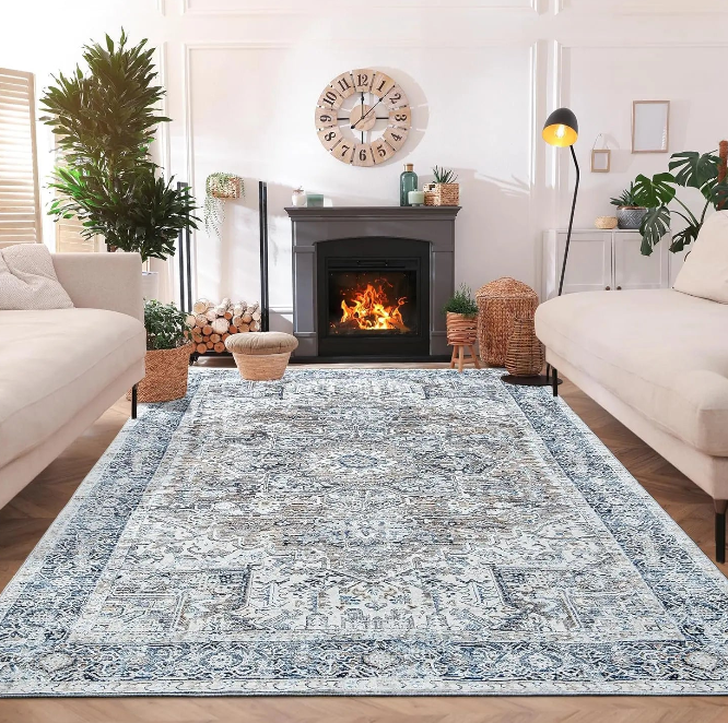 Vintage Persian Rug - Faux Cashmere Area Carpet