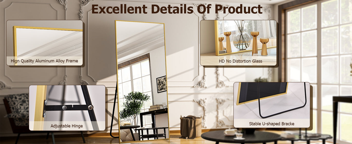 Full Length Mirror - Floor Mirror - Rectangular Wall Mounted Mirrors for Bedroom, Living Room, Bathroom