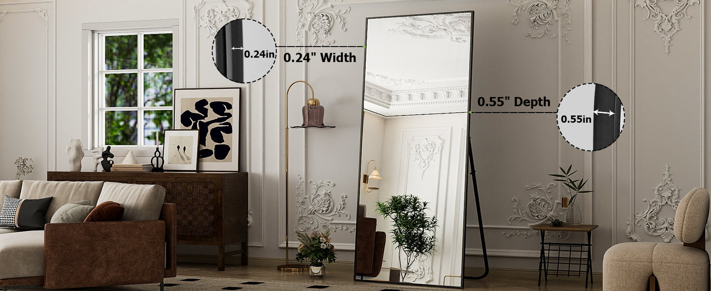 Full Length Mirror - Floor Mirror - Rectangular Wall Mounted Mirrors for Bedroom, Living Room, Bathroom