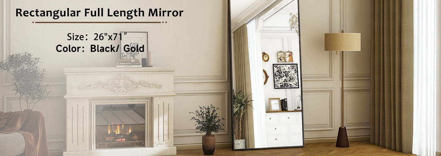 Full Length Mirror - Floor Mirror - Rectangular Wall Mounted Mirrors for Bedroom, Living Room, Bathroom