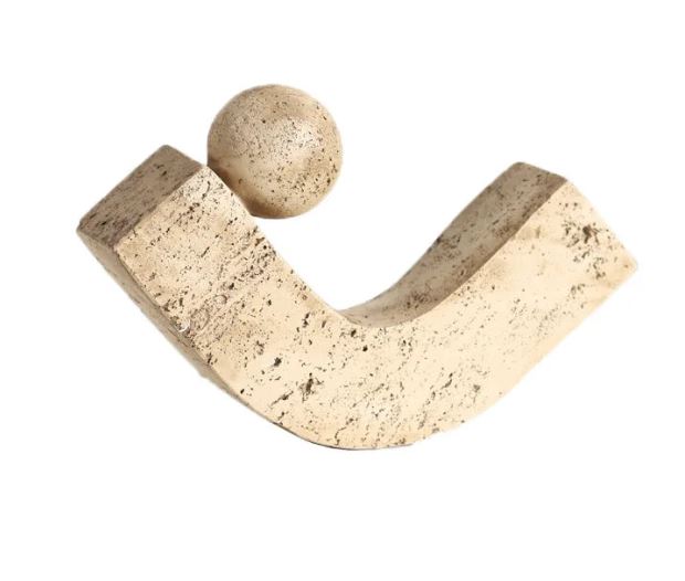 Geometric Arc Stone Ornament - Modern Sculpture | Desk Decor