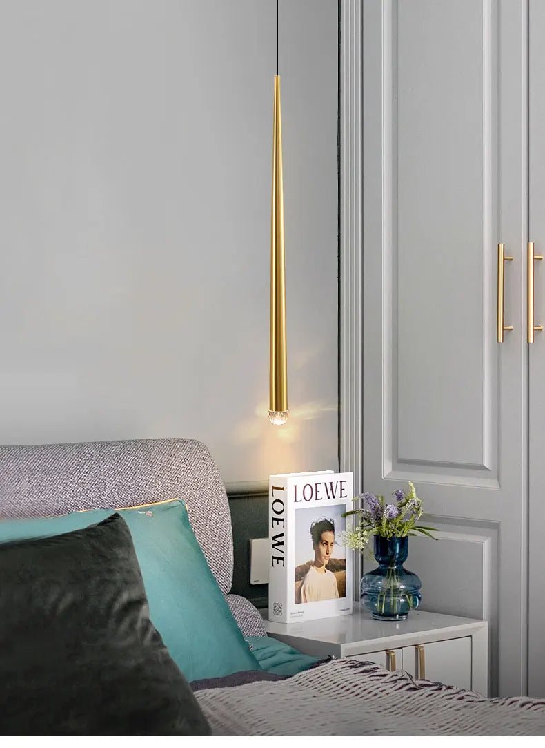 Pendant Light: Modern Linear Tube LED in Gold - Minimalist Bar Light