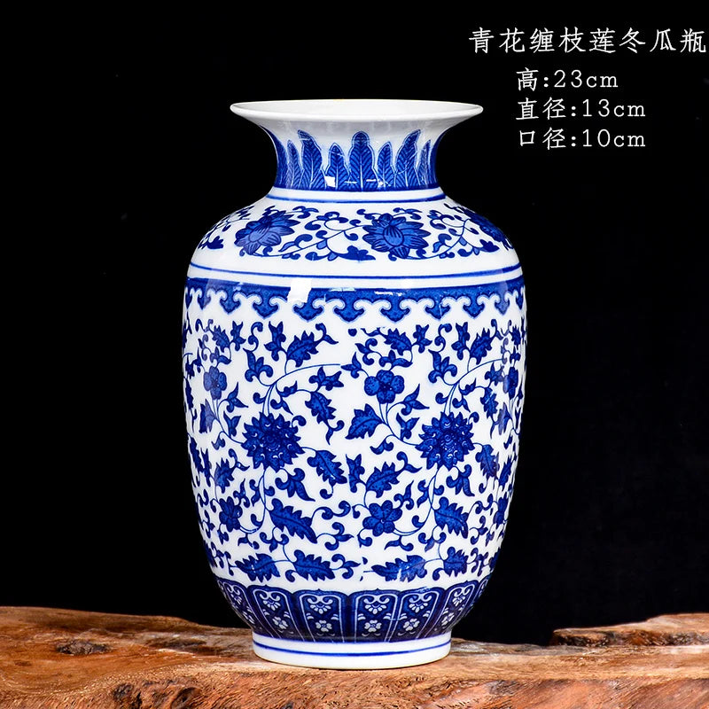Blue and White Porcelain Vase Decoration living room flower arrangement antique decorative crafts Jingdezhen ceramics vases