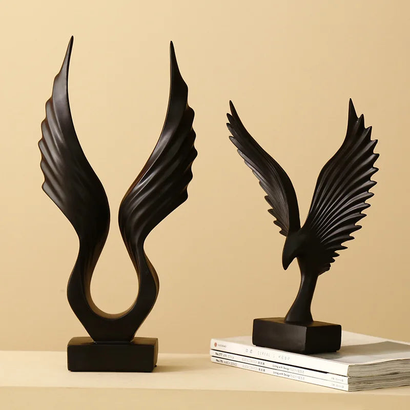 Nordic Angel Wings Sculpture - Resin Figurine | Modern Home Decor