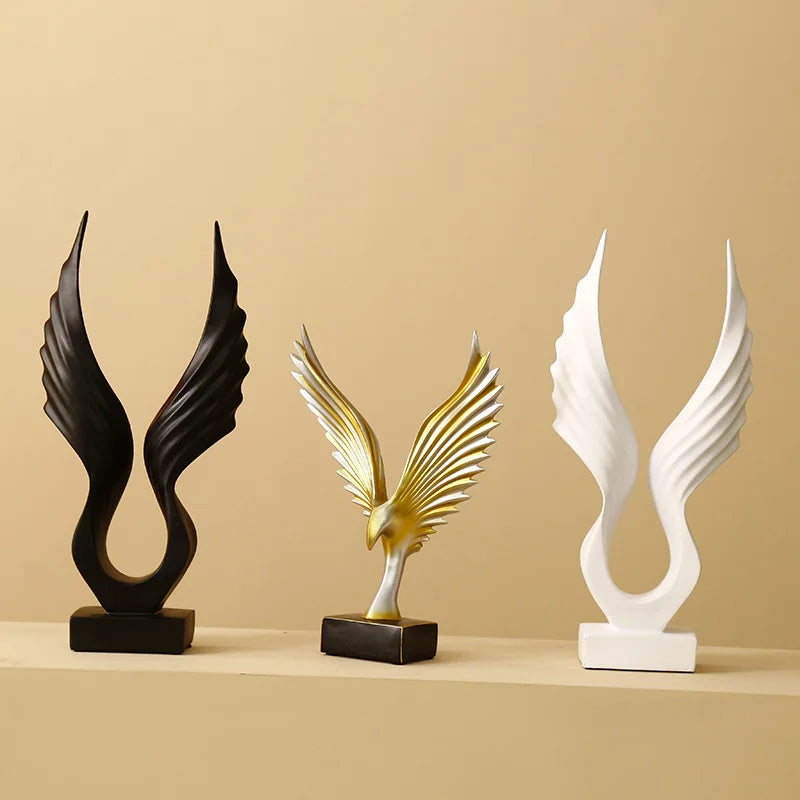 Nordic Angel Wings Sculpture - Resin Figurine | Modern Home Decor