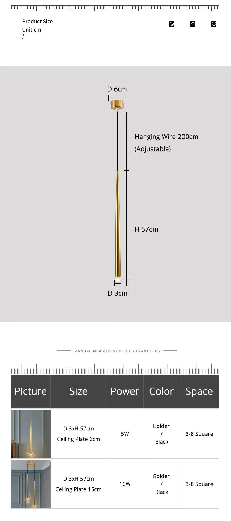 Pendant Light: Modern Linear Tube LED in Gold - Minimalist Bar Light