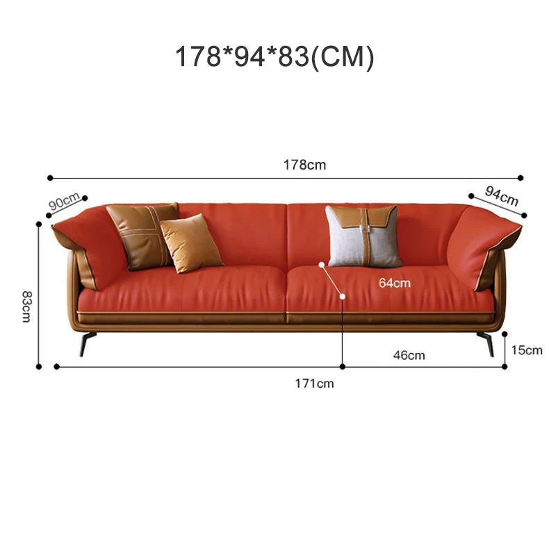 Curved Leather Sofa – Contemporary Upholstered Seating with Metal Legs