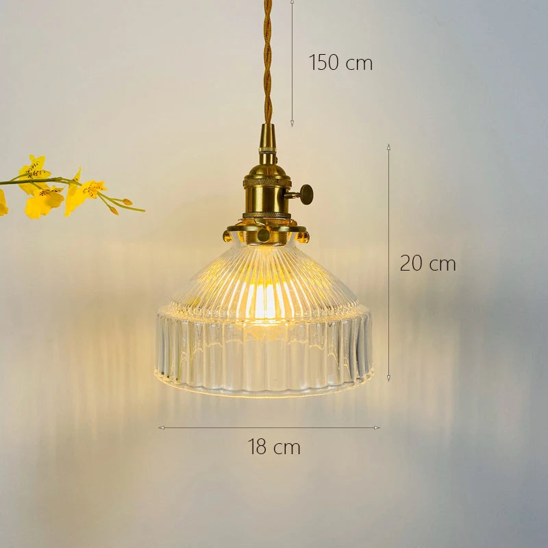 Japanese Glass Pendant Light - Modern Brass Hanging Lamp, E27