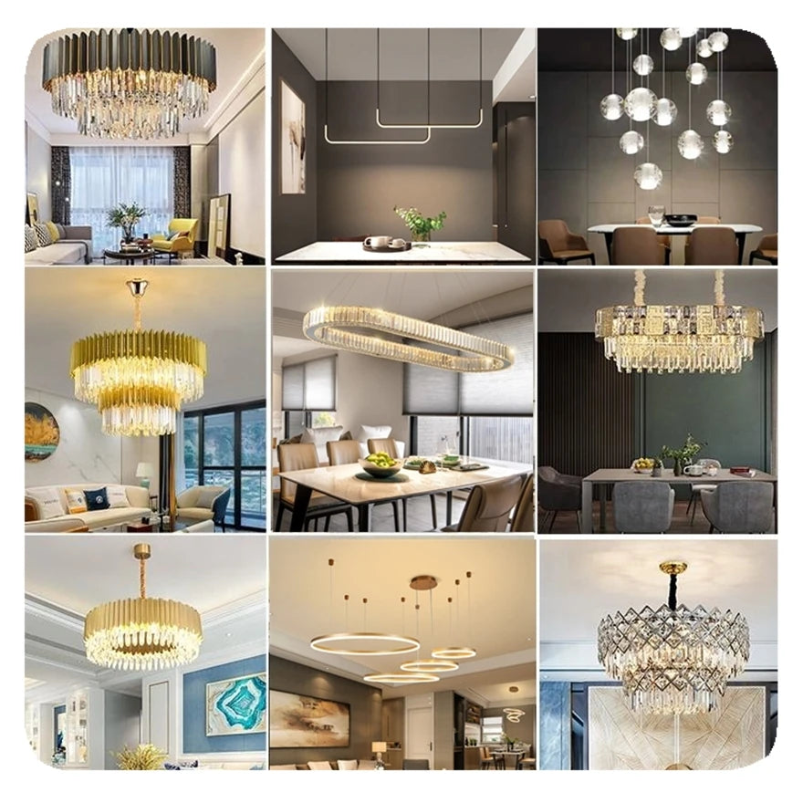 Crystal Chandelier: Tiered Gold Pendant Light with Clear Crystal Prisms