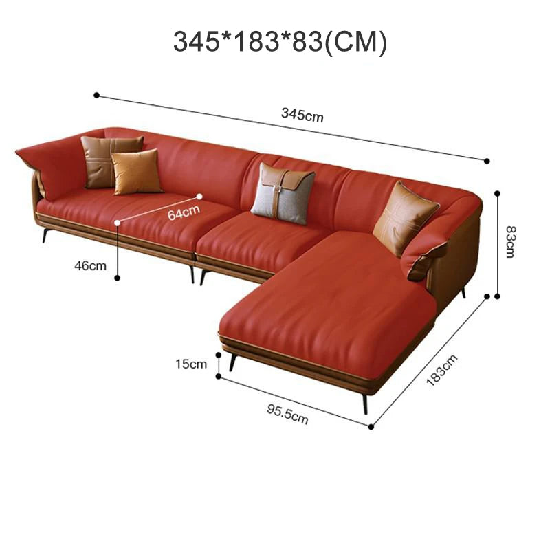 Curved Leather Sofa – Contemporary Upholstered Seating with Metal Legs