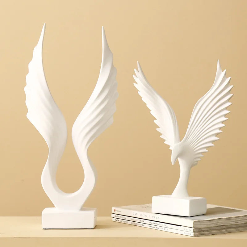 Nordic Angel Wings Sculpture - Resin Figurine | Modern Home Decor