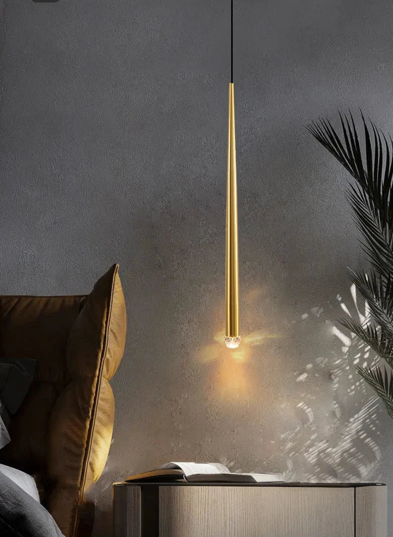 Pendant Light: Modern Linear Tube LED in Gold - Minimalist Bar Light