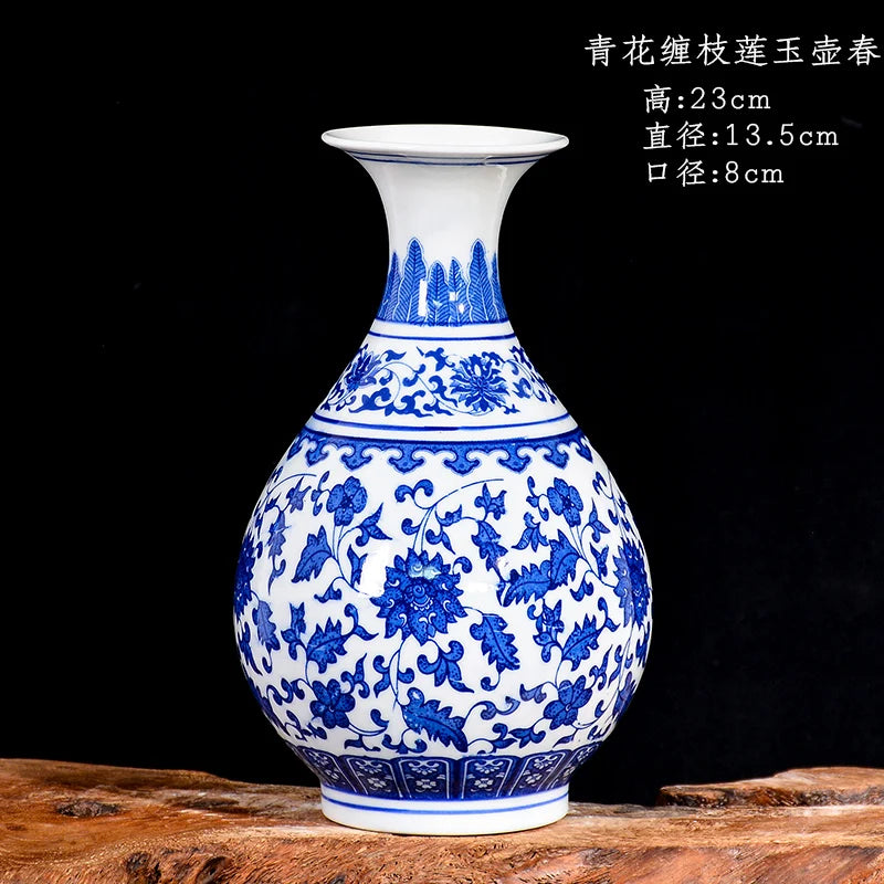 Blue and White Porcelain Vase Decoration living room flower arrangement antique decorative crafts Jingdezhen ceramics vases