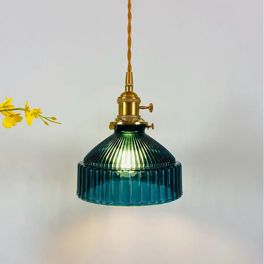Japanese Glass Pendant Light - Modern Brass Hanging Lamp, E27