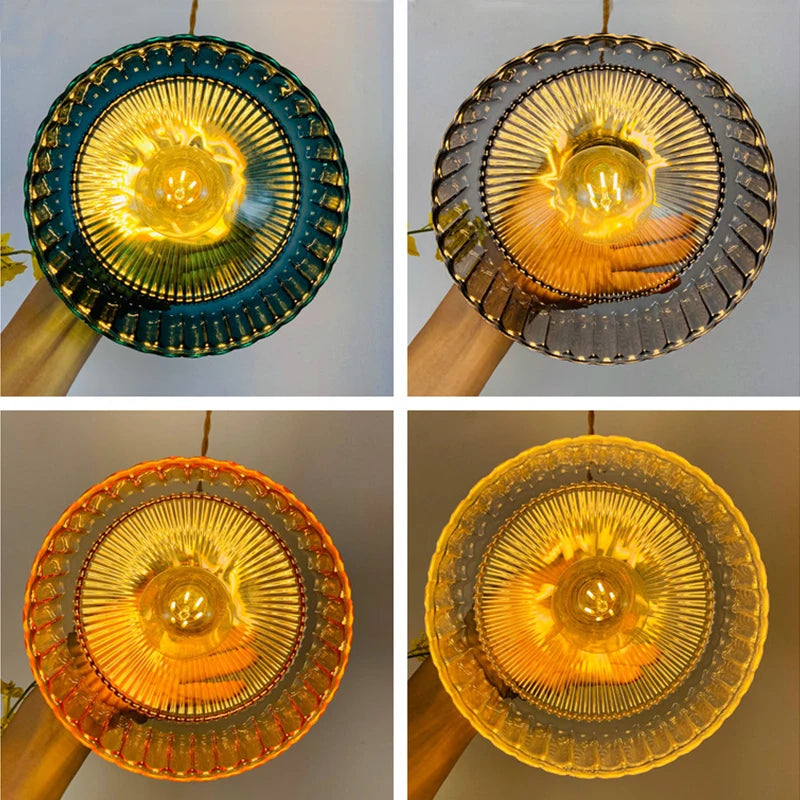 Japanese Glass Pendant Light - Modern Brass Hanging Lamp, E27