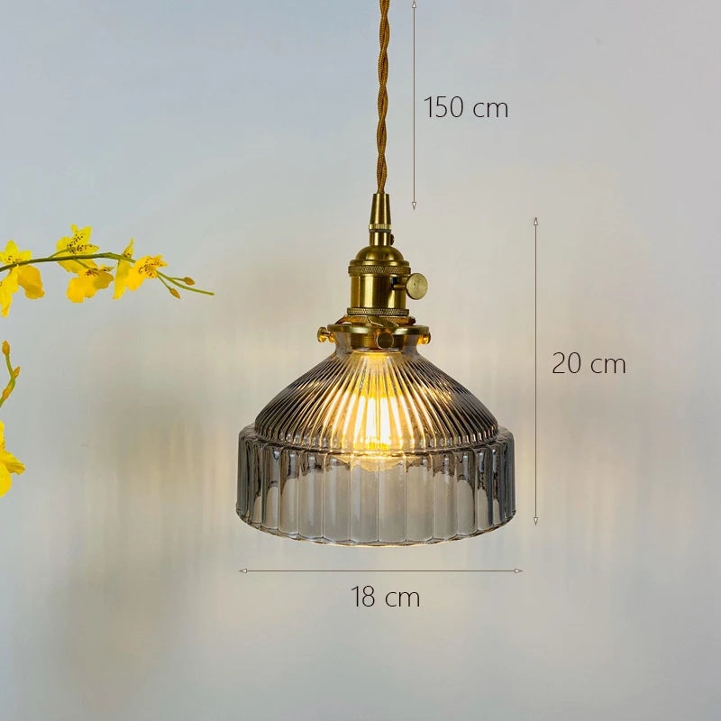 Japanese Glass Pendant Light - Modern Brass Hanging Lamp, E27