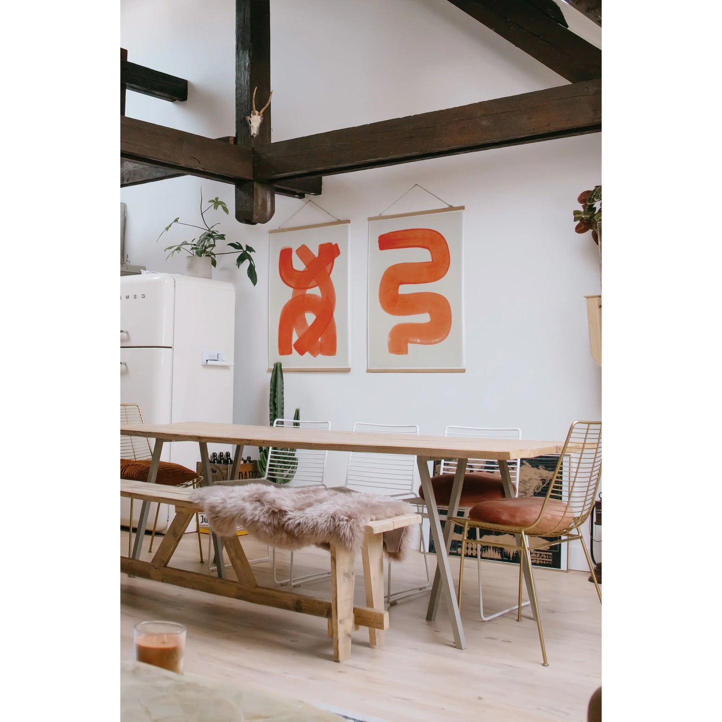 Orange Brush Strokes Canvas Wall Art - Abstract Design, 11x14"