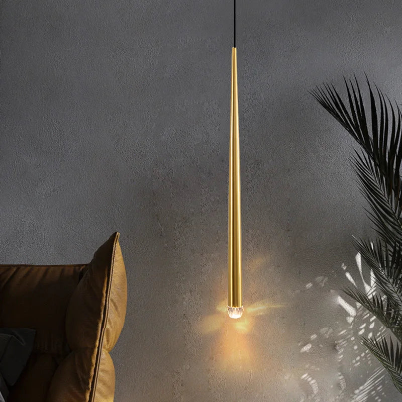 Pendant Light: Modern Linear Tube LED in Gold - Minimalist Bar Light