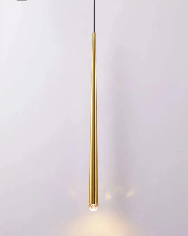 Pendant Light: Modern Linear Tube LED in Gold - Minimalist Bar Light