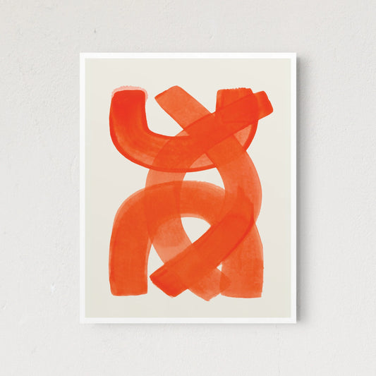 Orange Brush Strokes Canvas Wall Art - Abstract Design, 11x14"