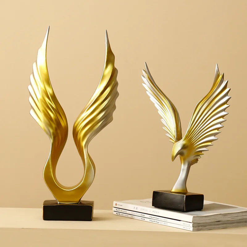 Nordic Angel Wings Sculpture - Resin Figurine | Modern Home Decor