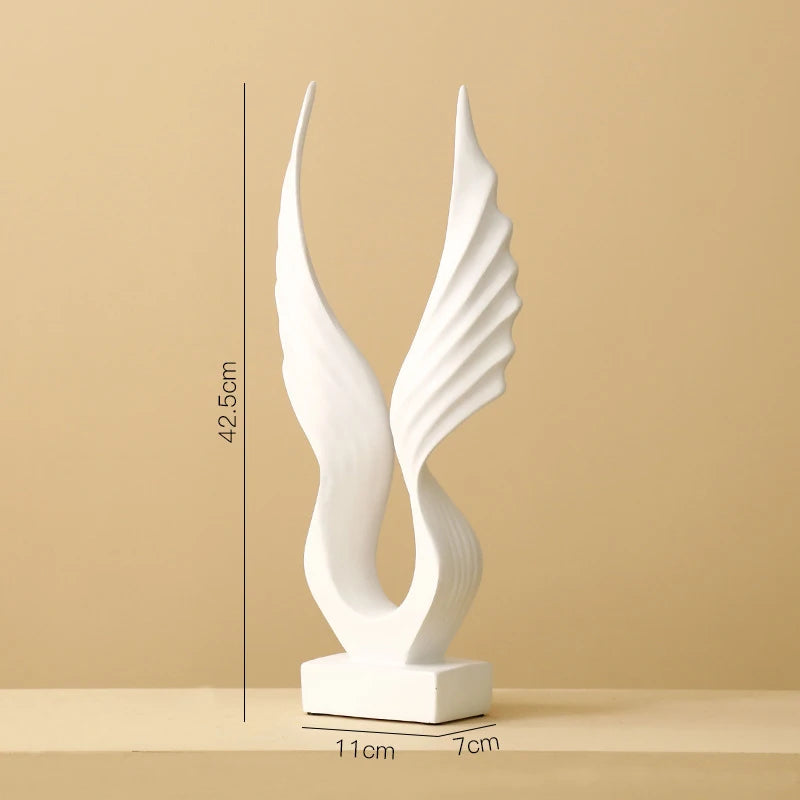 Nordic Angel Wings Sculpture - Resin Figurine | Modern Home Decor