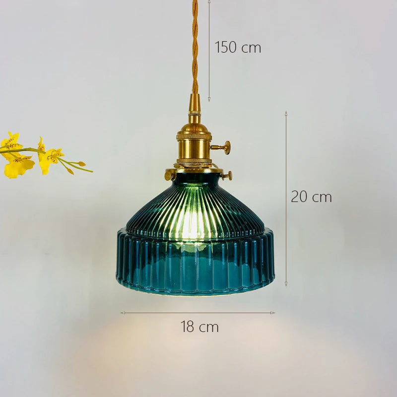 Japanese Glass Pendant Light - Modern Brass Hanging Lamp, E27