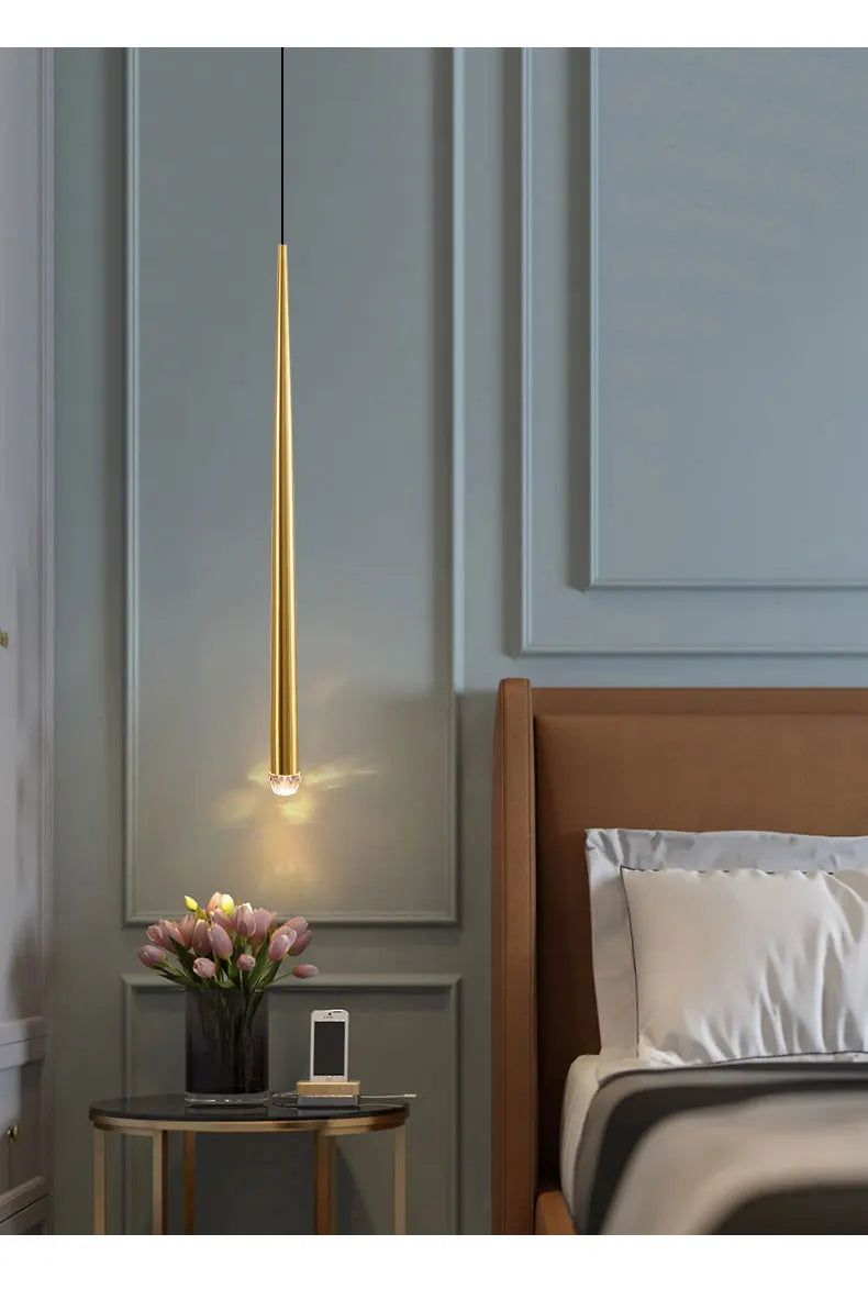 Pendant Light: Modern Linear Tube LED in Gold - Minimalist Bar Light