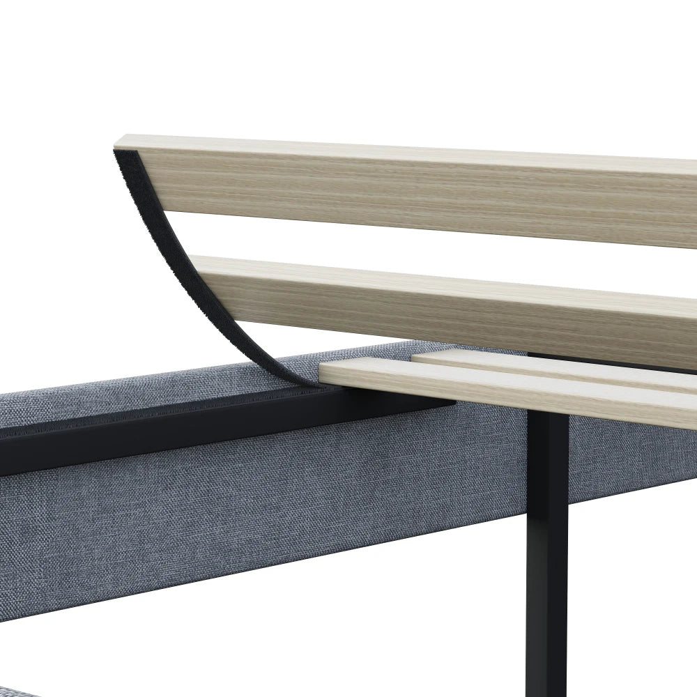 Queen Size Bed Frame with Adjustable Headboard - Grey Upholstered