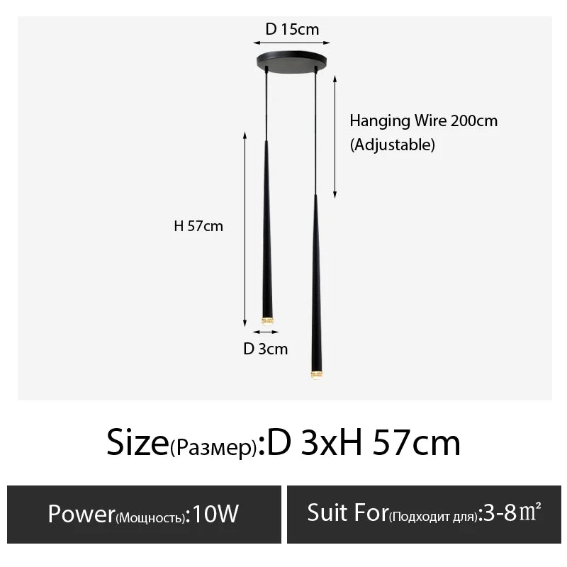 Pendant Light: Modern Linear Tube LED in Gold - Minimalist Bar Light