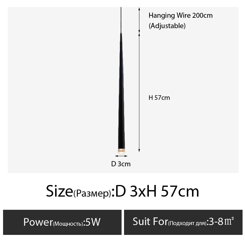 Pendant Light: Modern Linear Tube LED in Gold - Minimalist Bar Light