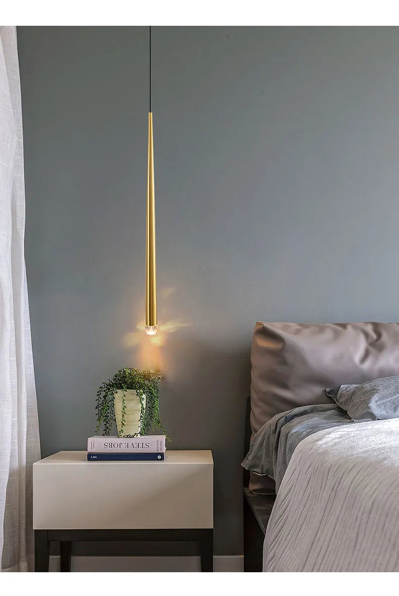 Pendant Light: Modern Linear Tube LED in Gold - Minimalist Bar Light